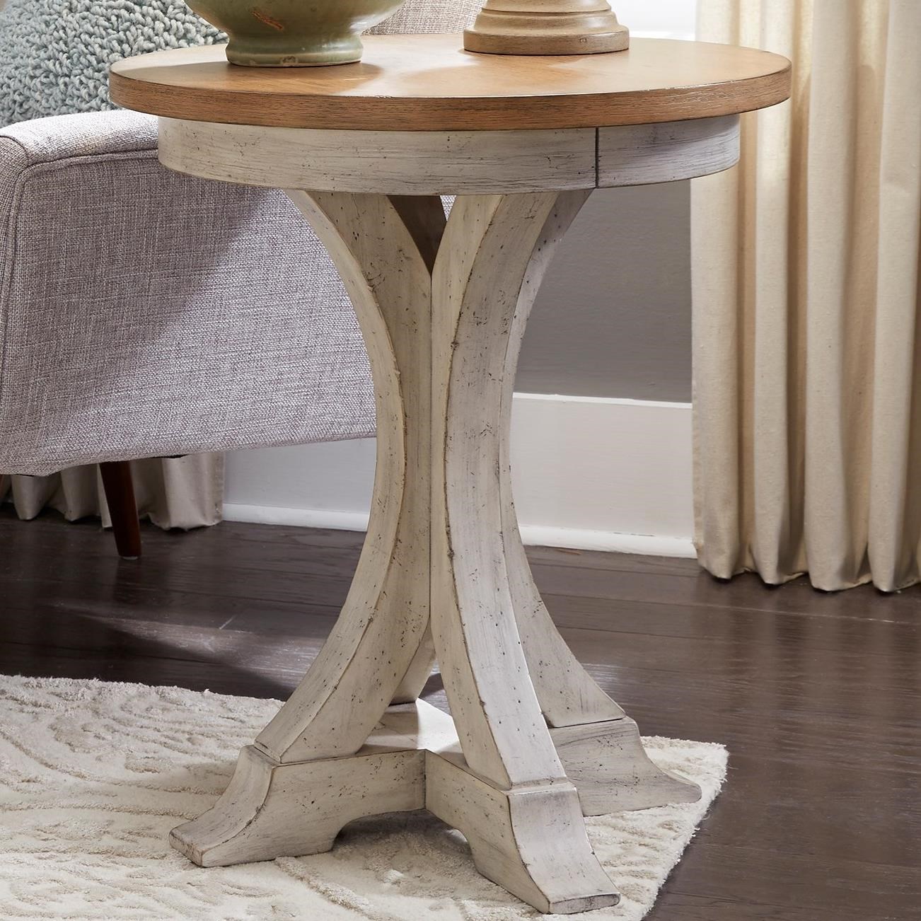 Liberty Furniture Farmhouse Reimagined LRO652OT1021 Farmhouse Round Chair Side Table Godby Home Furnishings Occ End Tables